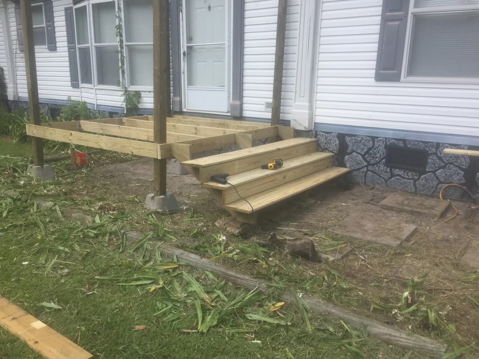 Deck repair and maintenance work in progress