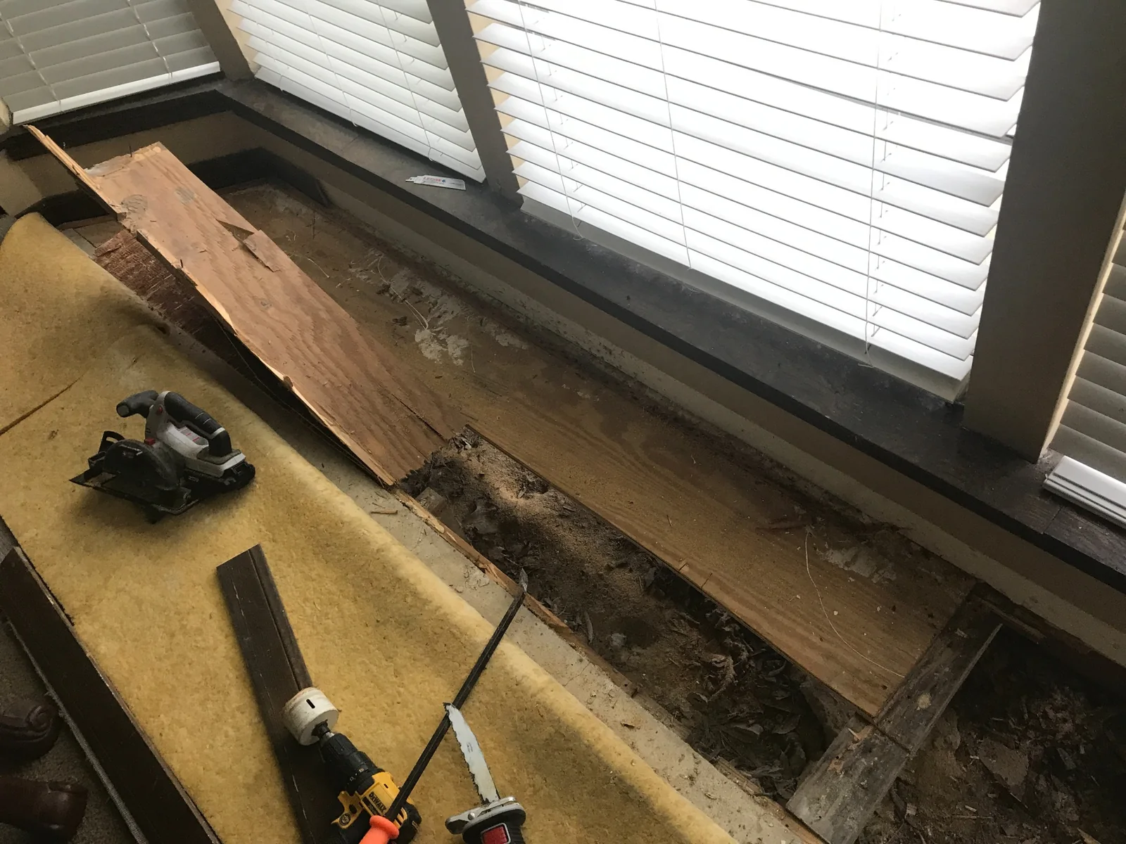 Subfloor Repair - Damage exposed